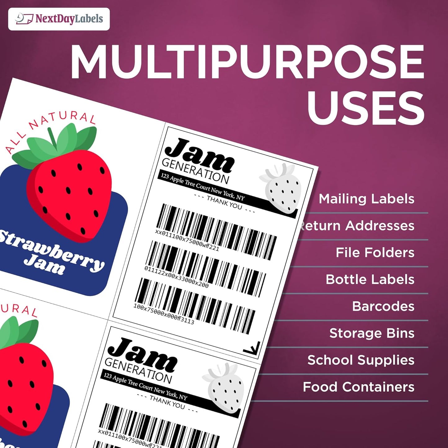 NextDayLabels - Laser/Ink Jet White Labels (4-1/4" x 5-1/2" - 4 Per Page | 100 Labels)