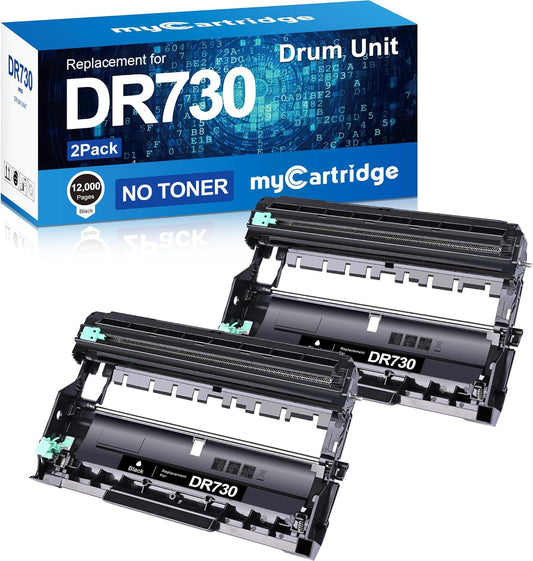 myCartridge Compatible DR730 Drum Unit Replacement for Brother DR-730 DR730 DR 730 to Compatible with MFC-L2710DW MFC-L2750DW HL-L2370DW HL-L2395DW DCP-L2550DW HL-L2350DW Printer (2 Drum, NOT Toner)
