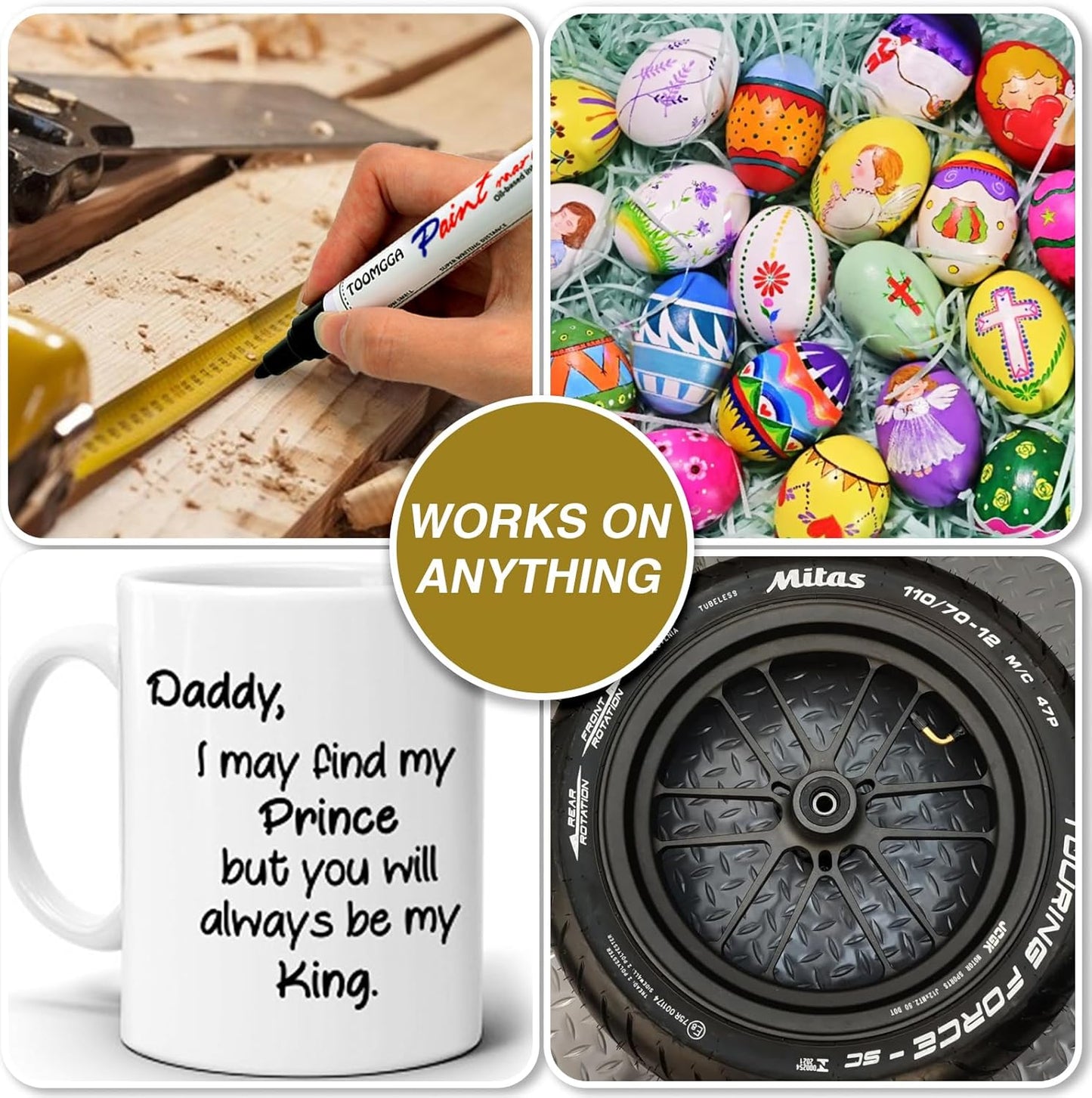 Orange Permanent Paint Pens - 2 Pack Oil Based Paint Markers, Pens for Rock Painting Car Tyre Metal, Plastic, Canvas, Mugs, Wood, Glass, Quick Drying and Waterproof, Medium Point