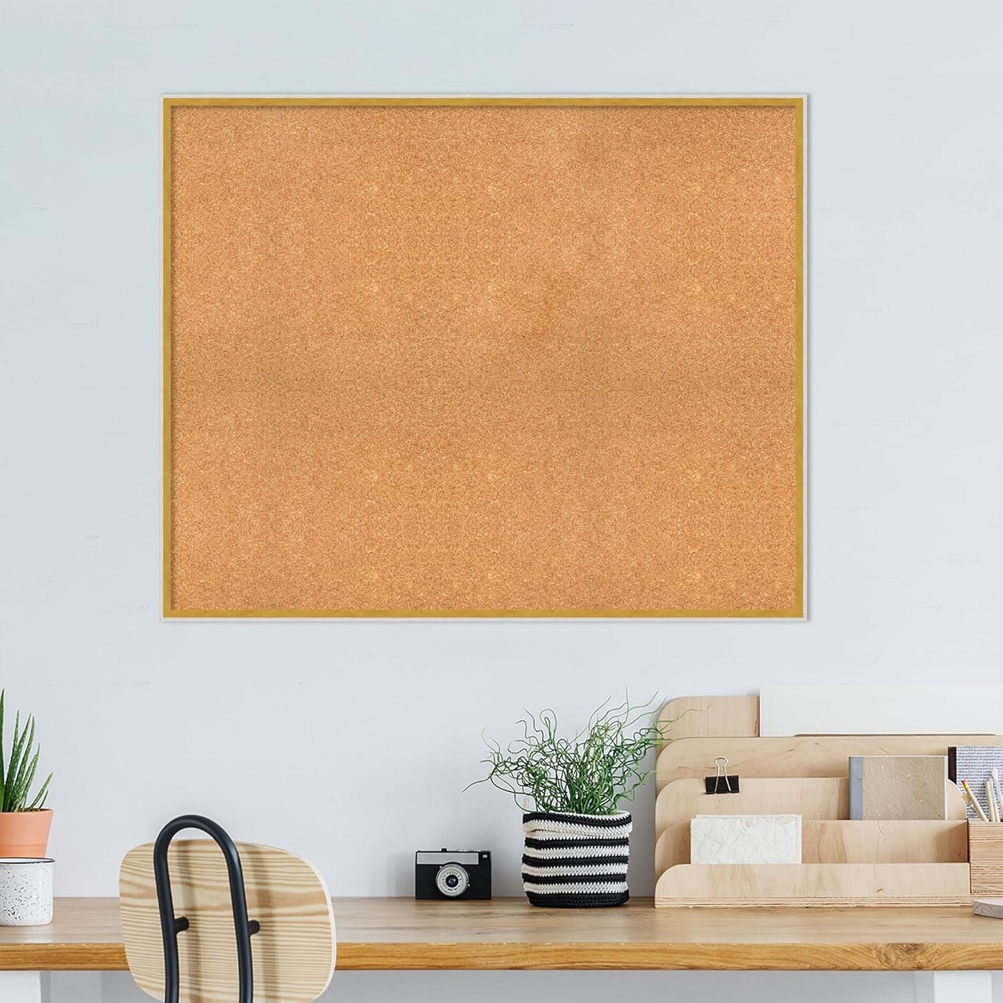 Amanti Art Natural Cork Board for Wall, 35x43 Vision Board with White Frame, Oversize Corkboard Office Decor for Home Organization, Modern Corkboard Pinboard to Display Items for Home Organization in