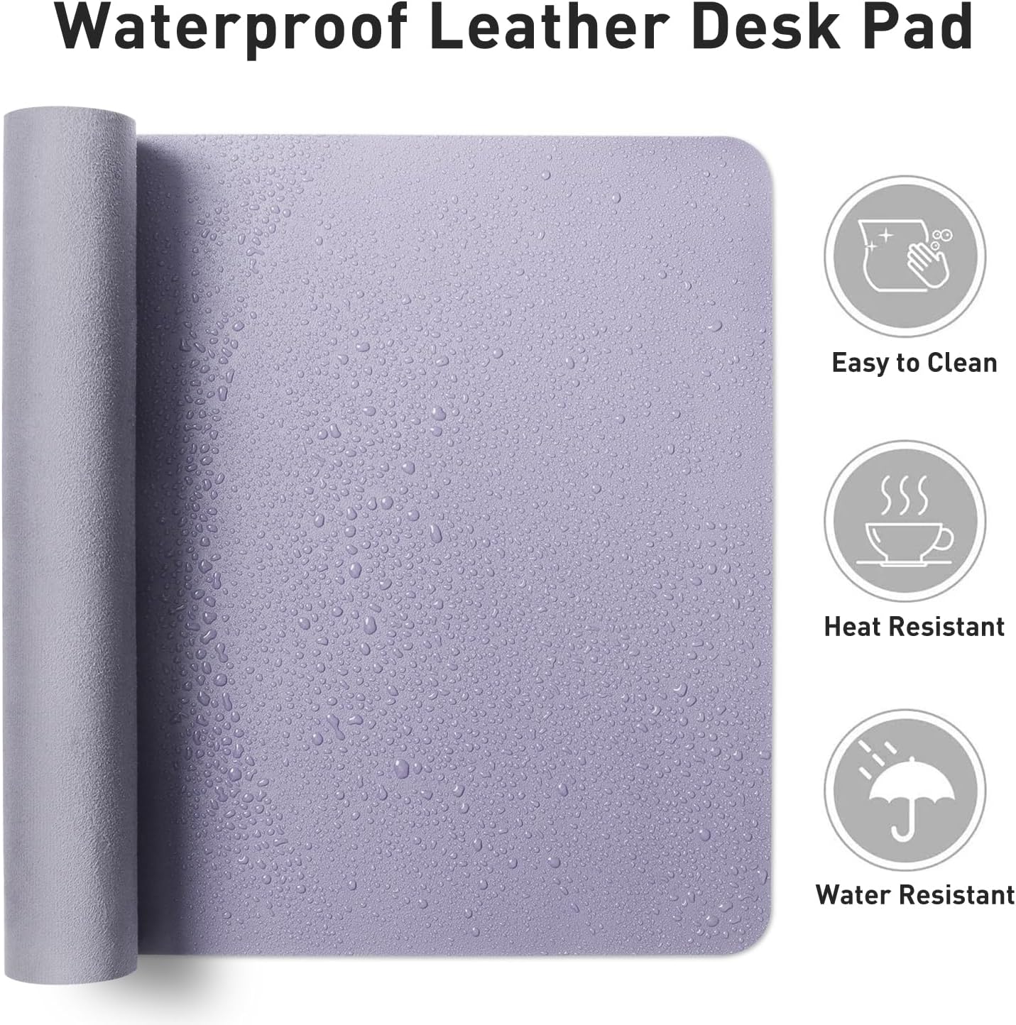 Aothia Leather Desk Pad - Protector and Blotter, Mouse Pad and Office Mat, Non-Slip PU Leather Laptop Desk Pad, Waterproof Writing Pad for Office and Home (36" x 17", Lavender)