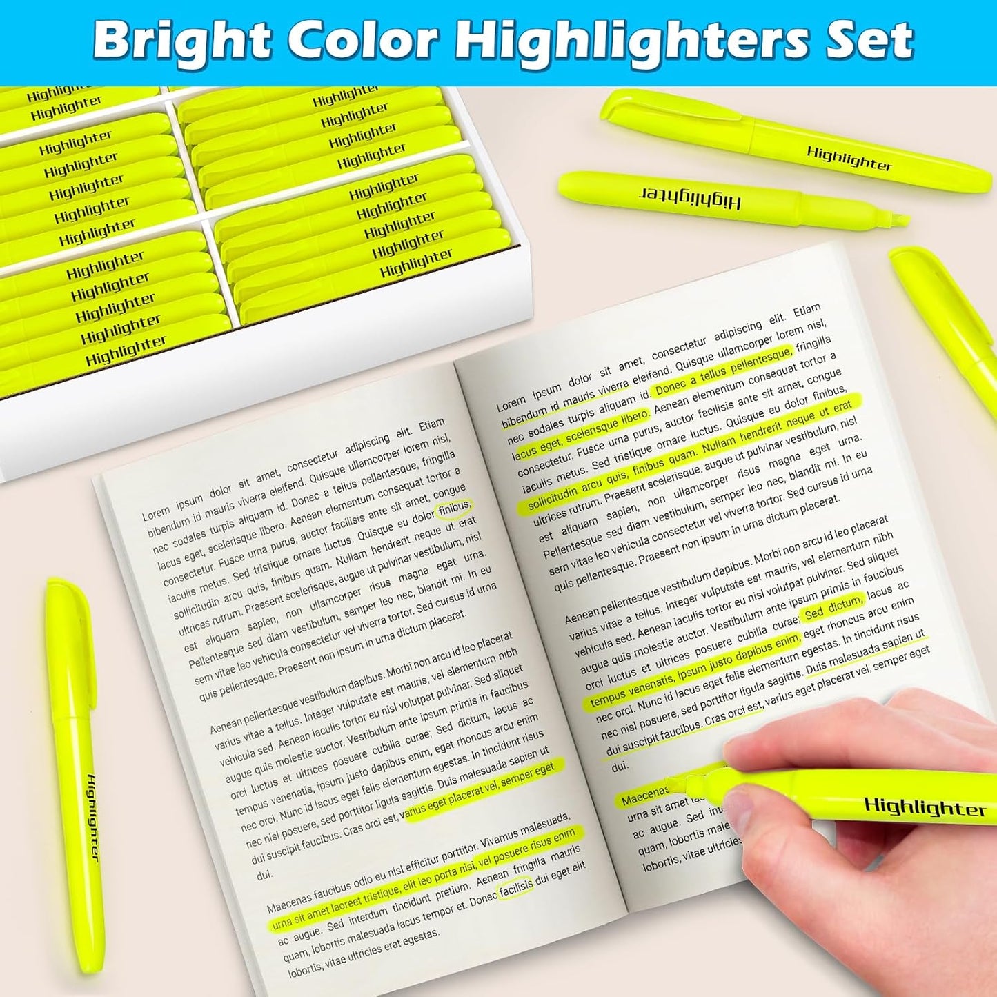 Duchong 108 Yellow Highlighters, Chisel Tip Dry-Quickly Bluk Highlighter Markers, Highlighter Bright Colors for Adult Kids, Office Classroom Must Have, School Supplies for Teachers