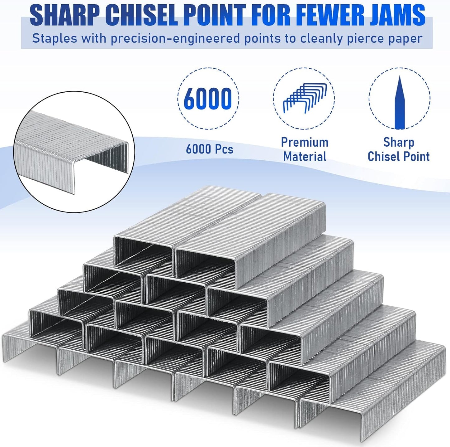 Marspark 10 Pcs Stapler for Desk Office Staplers Bulk with 6000 Staples 25 Sheet Capacity for School Office (Blue)