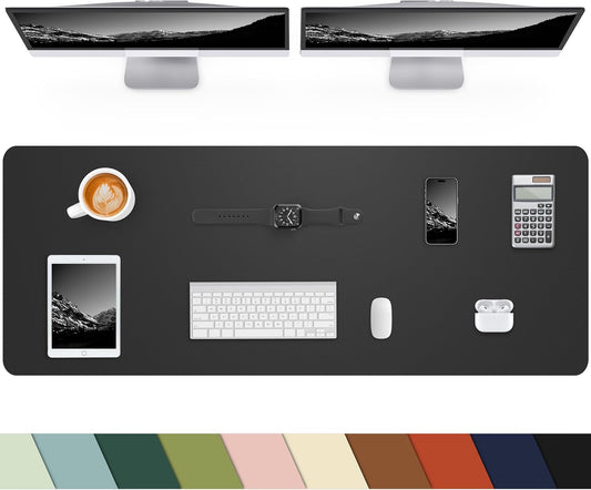 Leather Desk Pad Protector, Office Desk Mat, Large Mouse Pad, Non-Slip PU Leather Desk Blotter, Laptop Desk Pad Desk Accessories for Office and Home (Black, 40" x 17")
