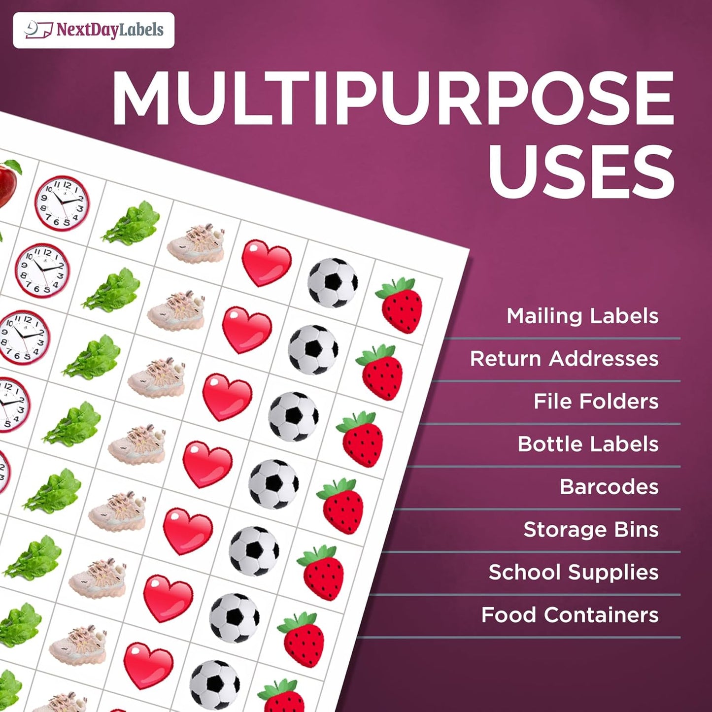 NextDayLabels – 1" x 1" Square Sticker Labels for Printer - White Laser/Inkjet Printer Labels Return Address Labels Shipping Label Stickers (100 Sheets, 80 Per Sheet, 8000 Labels)