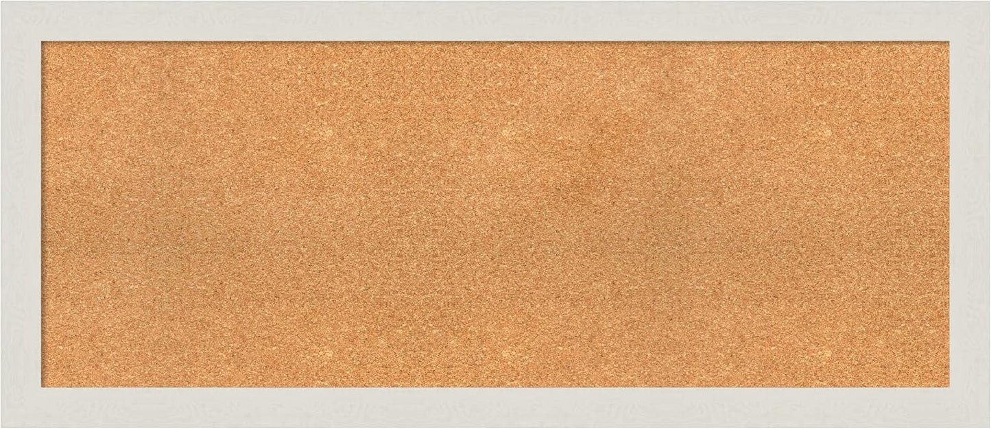 Amanti Art Natural Cork Board for Wall, 21x49 Vision Board with White Frame, Oversize Corkboard Office Decor for Home Organization, Country Rustic Corkboard Pinboard to Display Items for Home
