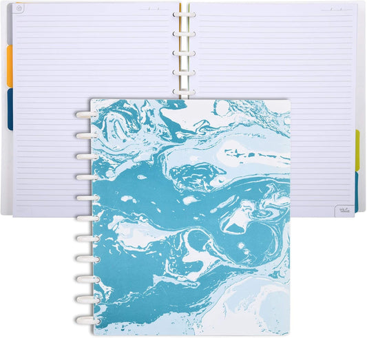 Talia Discbound Notebooks, Planner, Customizable, (Teal Marble Flow, Letter (8.5in x 11in))