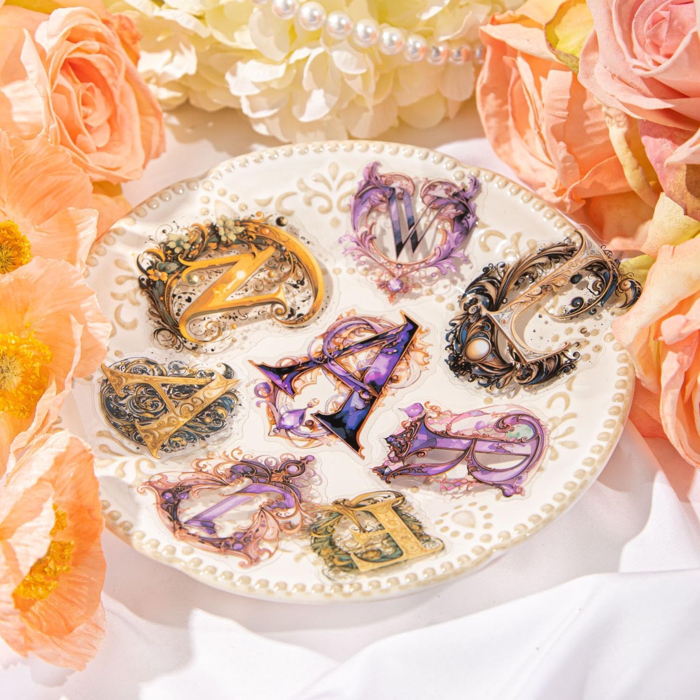 Baroque Alphabet Scrapbook Stickers Set, 156PCS Letters Ephemera for Scrapbooking, Junk Journaling, Crafting, DIY Projects, Diaries, and Art Supplies