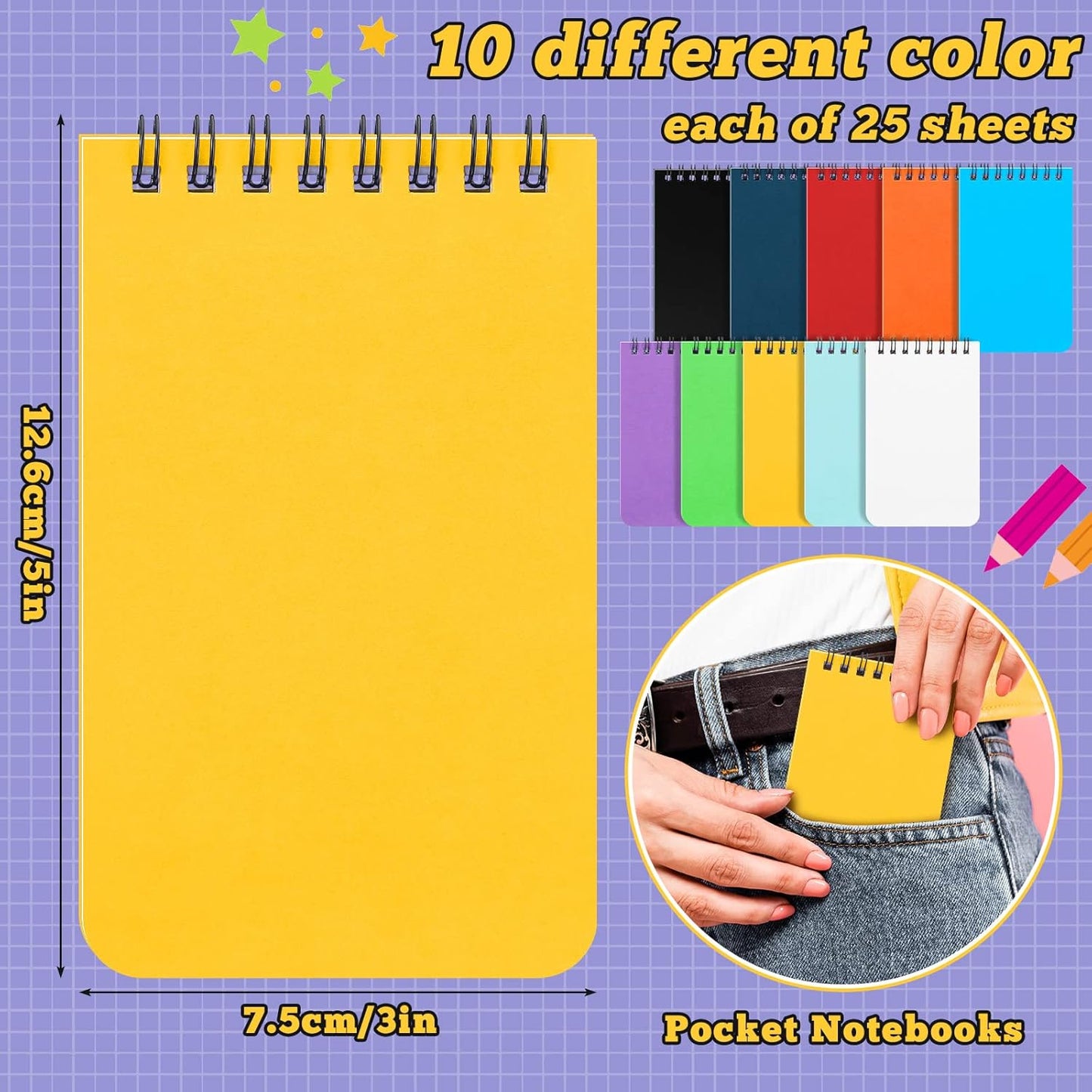 Sinmoe 120 Pack Small Spiral Notebooks 3x5 inch Mini Pocket Notepad Bulk Wire bound Top Spiral Memo Note Pads 60 College Ruled Notebook and 60 Blank Unlined Journals Assorted Steno Pads