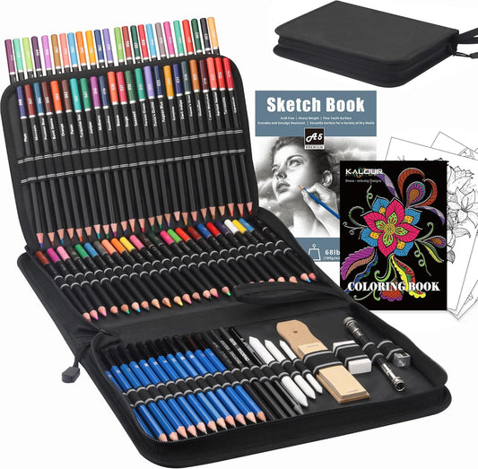 KALOUR 96 Premium Drawing Pencil Set,including 72 Colored pencil and 24 sketch kit, for Drawing,sketching and Coloring Books,Art Supplies for Beginner,Artists and Adults
