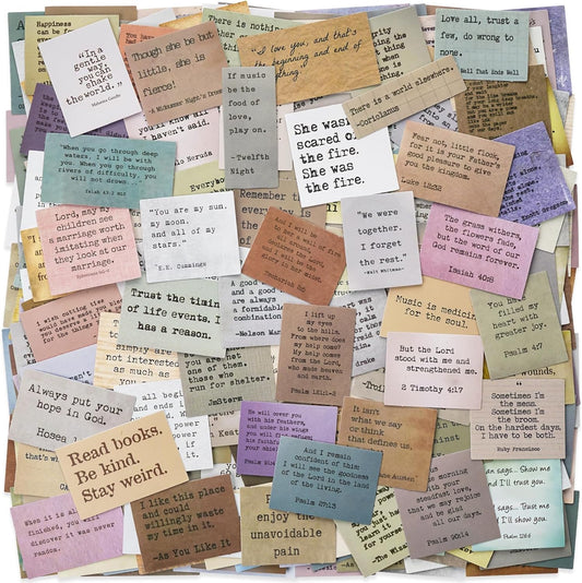 LakoArt 300 Pieces Non-repetitive Retro Typewriter Style Motivational Quote Stickers, Inspirational Vintage Journaling Stickers, Famous Words Scrapbook Sticker for Planner Bullet Junk Journal Laptop