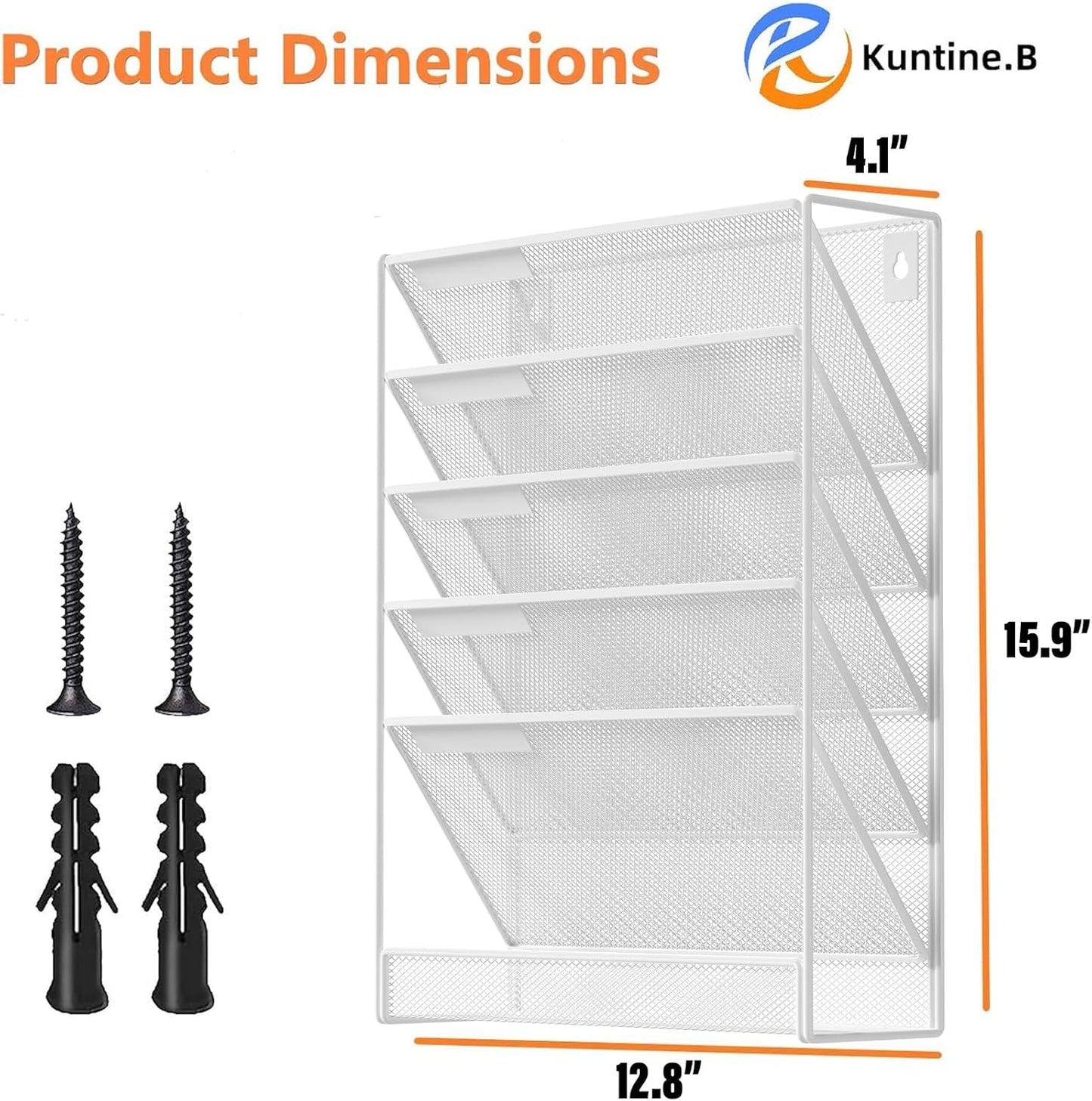 Kuntine.B Wall File Organizer Office Hanging Magazine Holder Wall File Organizer for Office Home (White, 6 Tier)