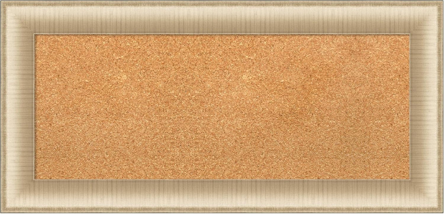 Amanti Art Natural Cork Board for Wall, 17x35 Vision Board with Gold Frame, Medium Corkboard Office Decor for Home Organization, Casual Corkboard Pinboard to Display Items for Home Organization in