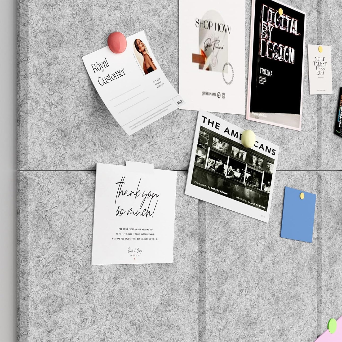 Large Cork Boards for Walls – 48 x 36 Self Adhesive Felt Wall Tiles, Ideal for Office Wall Organizing Bulletin Board, Easy to Install Cork Boards Felt Board