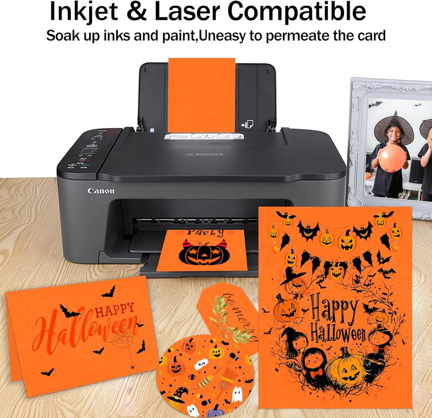 Orange Cardstock Paper 8.5 x 11 80lb Card Stock, Goefun 24 Sheets Orange Construction Paper for Halloween Card Making, Invitations, Menus, DIY Cards