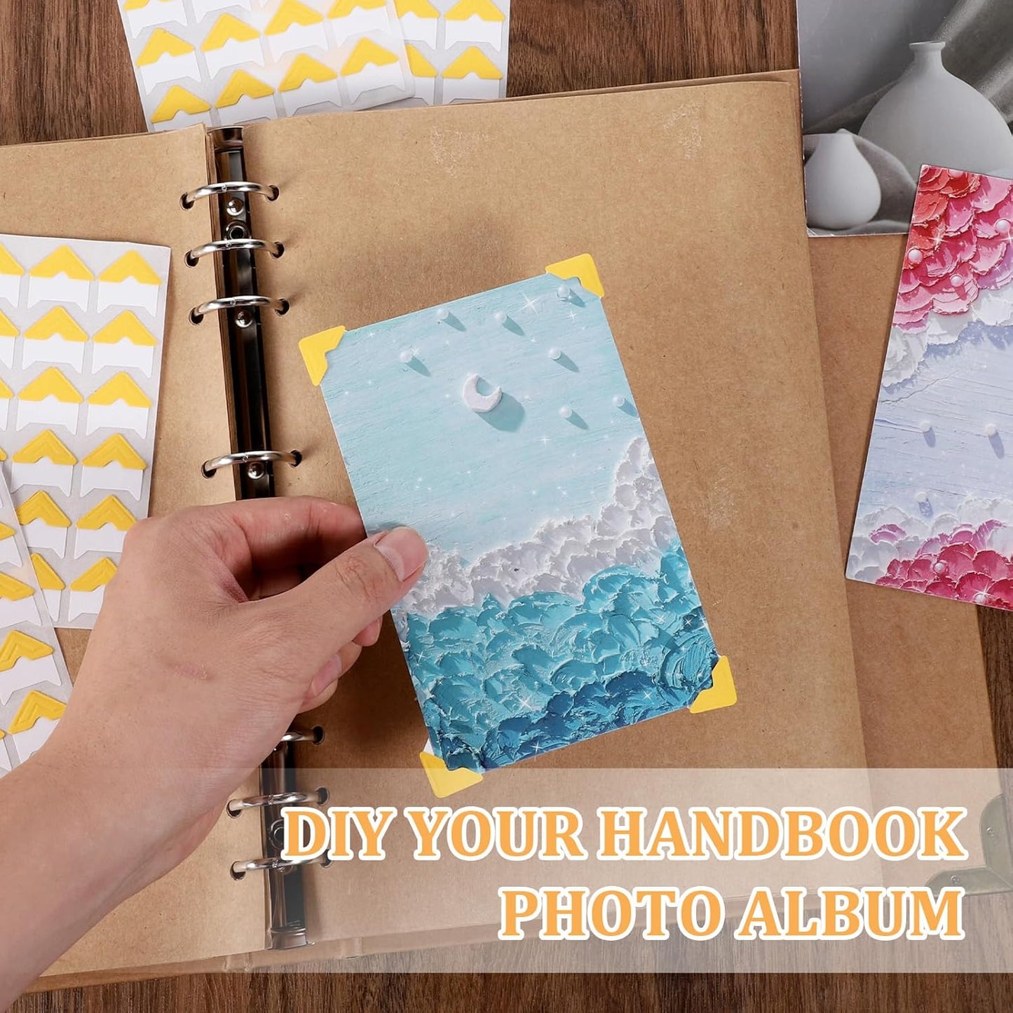 LIQWEI 240 Pcs Photo Corners for Scrapbooking, Photo Corners Self Adhesive Picture Stickers, Gold Wedding Scrapbook Picture Mounting Corner for DIY Scrapbook, Album, Memory Books, Diary