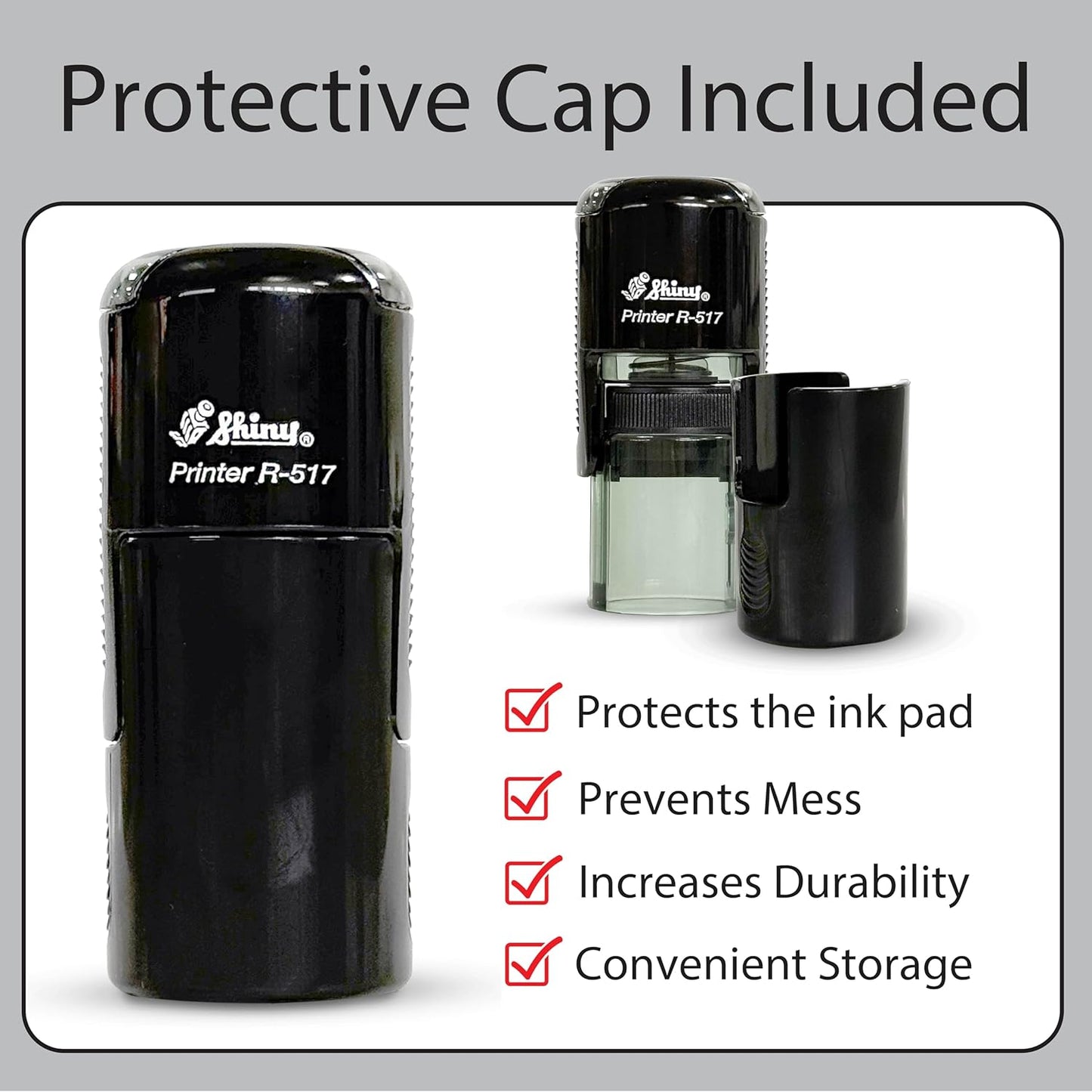 Shiny Pleasure Serving You Stamp, Round Self Inking Stamp for Office and Retail, Blue Ink