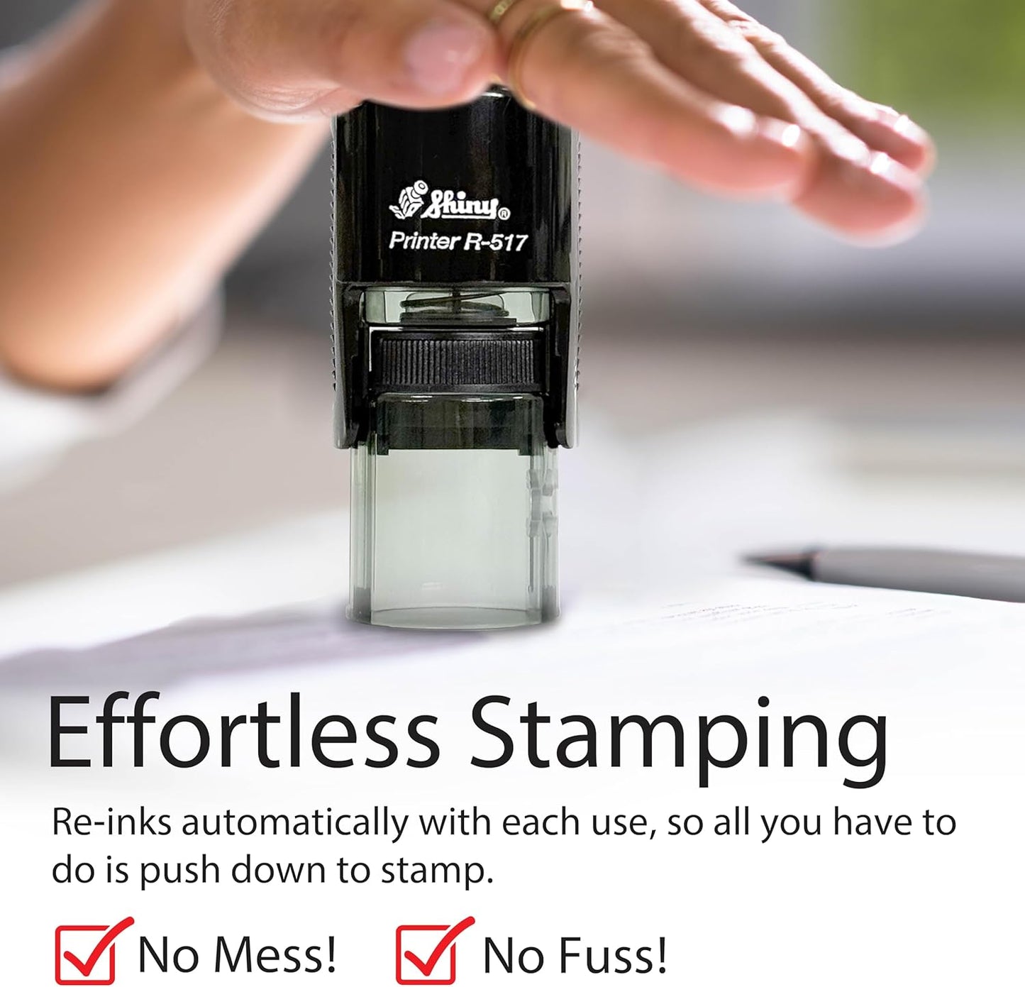 Shiny Gratuity Included Stamp, Round Self Inking Stamp for Restaurant, Bar and Retail, Green Ink