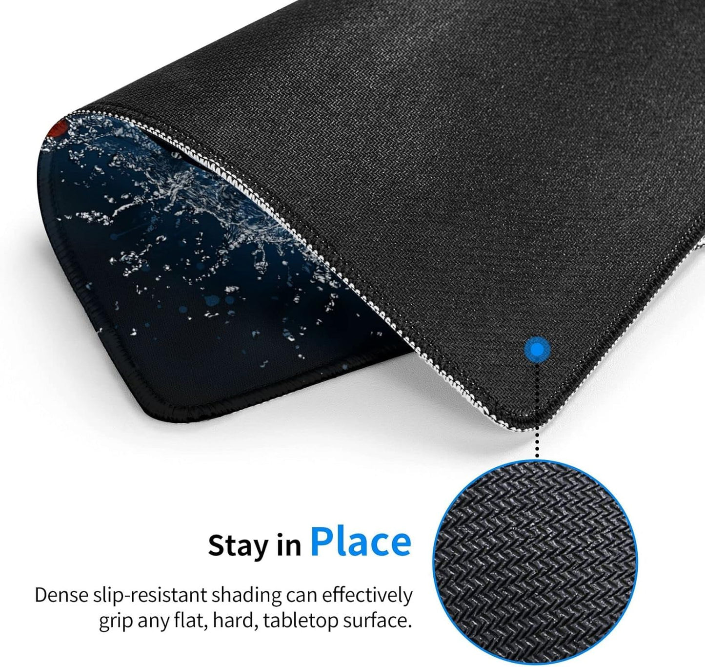 Soccer Ball Print Mouse Pad for Desktop, 12x10 inch Large Square Mouse Pad with Water Fire Pattern for Sports Teen Boys Men Women Girls, Non-Slip Rubber Base Computer Mousepad for Wireless Mouse