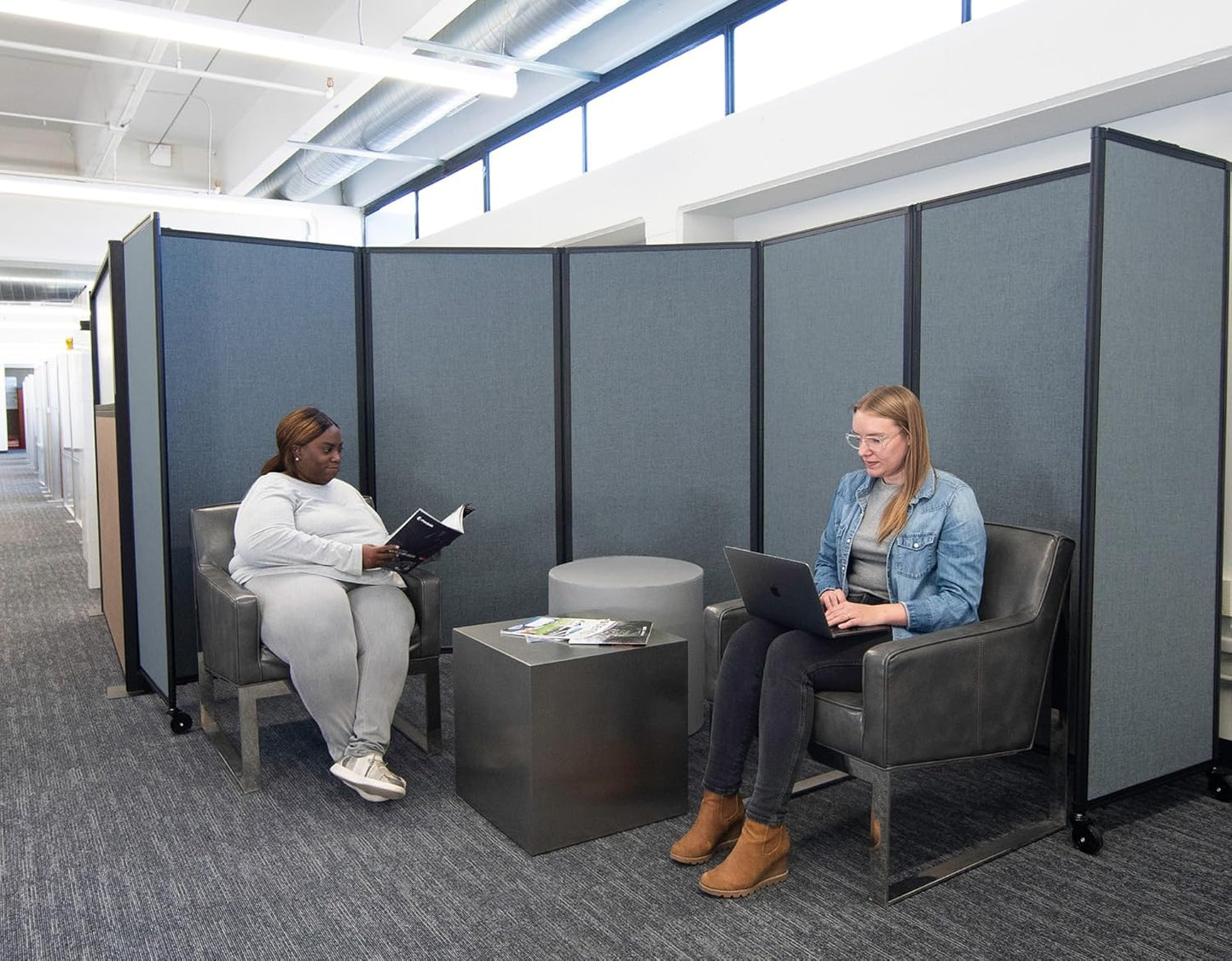 Versare Room Divider 360 Portable Wall Partition | Folding Panels | Large Freestanding Divider | Locking Wheels | Temporary Room Separator