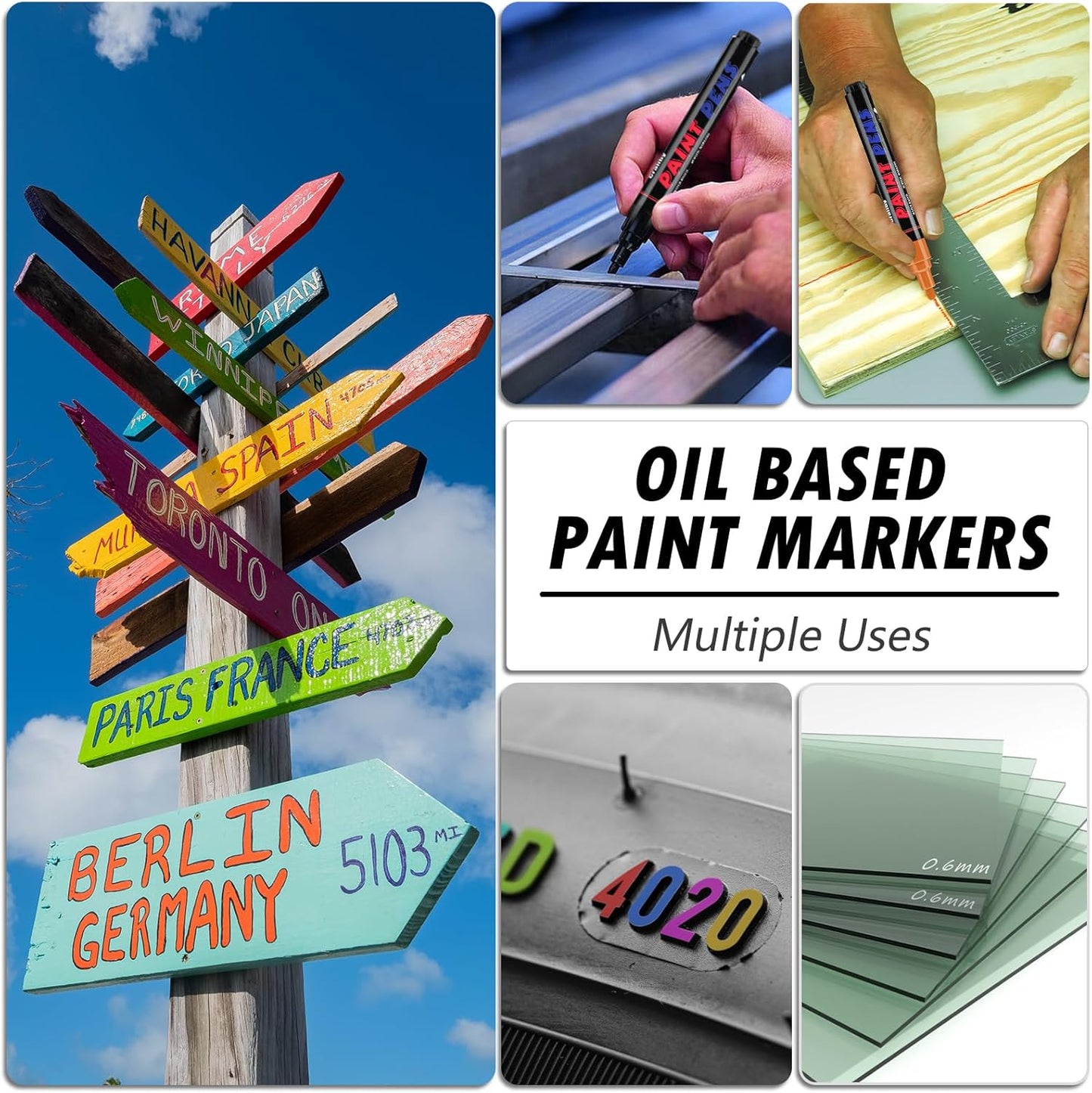 Red Paint Pens Paint Markers - 2 Pack Permanent Quick Dry Waterproof Marker Pens for Rocks Wood Fabric Plastic Canvas Glass Mugs Metal Tire Stone