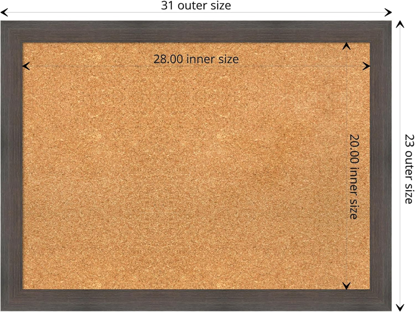 Amanti Art Natural Cork Board for Wall, 23x31 Vision Board with Brown Wood Frame, Medium Corkboard Office Decor for Home Organization, Rustic Farmhouse Corkboard Pinboard to display items for home