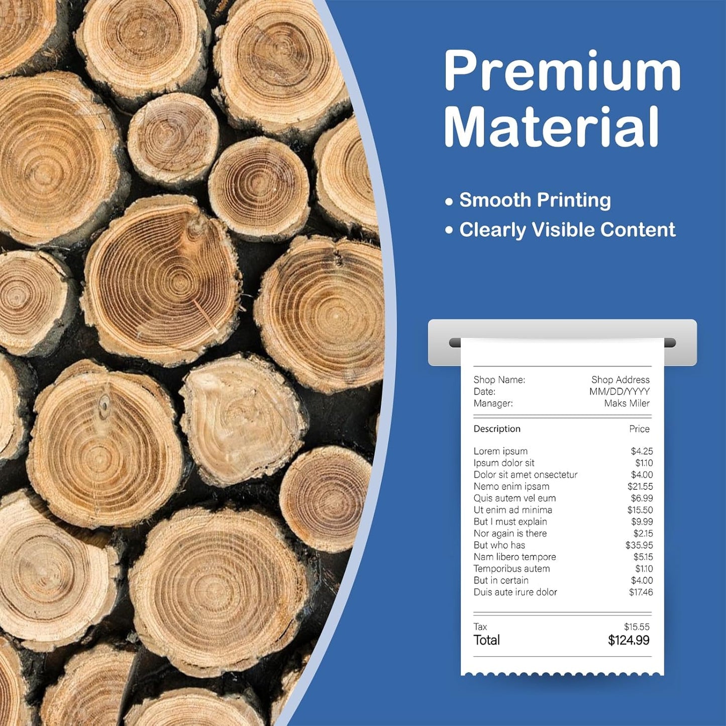 2 1/4" x 85' BPA-Free Thermal Receipt Paper Rolls 50 Rolls