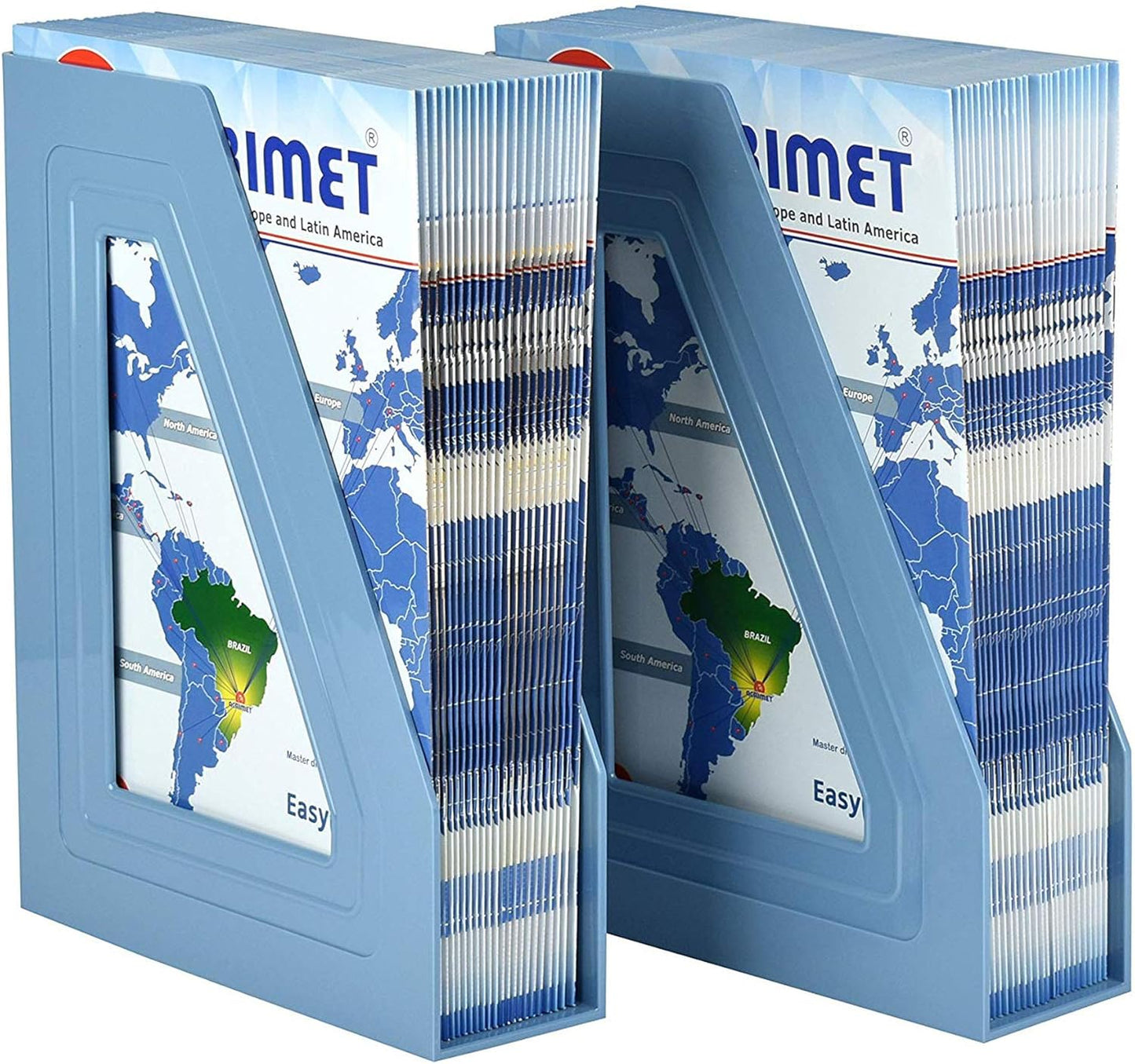 Acrimet Magazine File Holder, Durable Rack, Space-Saving Organizer (Plastic) (Solid Blue Color) (2 pack)