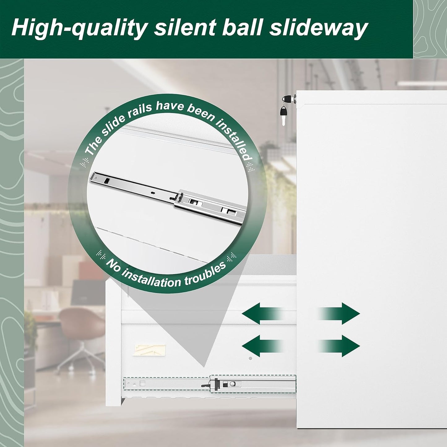 Superday Metal Lateral File Cabinet, 2 Drawer File Cabinet, White Filing Cabinets with Lock, Filing Cabinets for Home Office/Legal/Letter/A4, Home Office Furniture for Hanging File