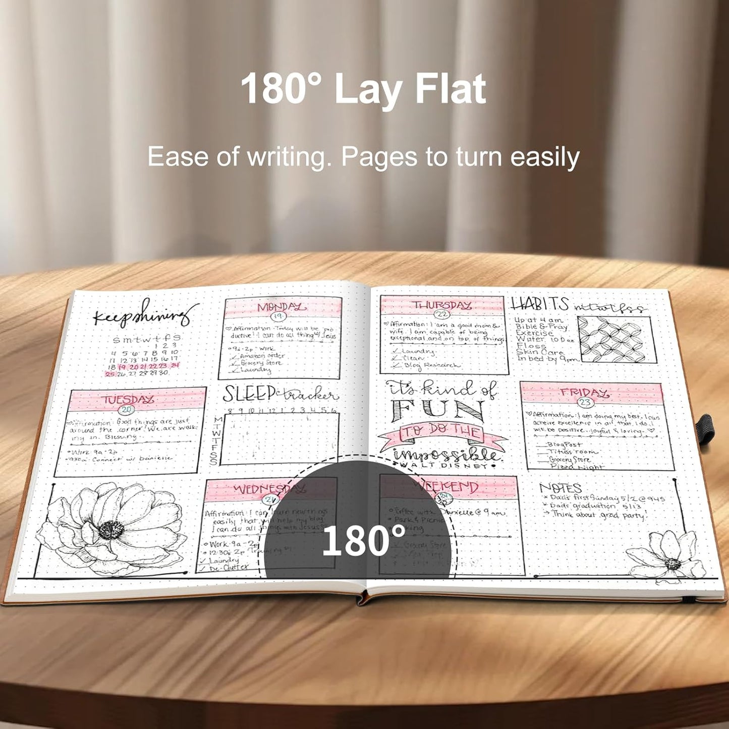 AHGXG Bullet Dotted Journal - Large A4 Notebook Dotted, 8.5''×11'', 320 Pages Dot Grid Notebook, 100gsm Thick Paper, Leather Softcover, with Journal Stencils, Inner Pocket - Black