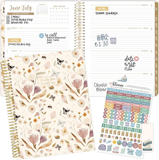 bloom daily planners 2025-2026 (8.5" x 11") Academic Year Day Planner (July 2025 - July 2026) - Weekly & Monthly Dated Agenda Organizer with Stickers & Tabs - Butterfly Garden