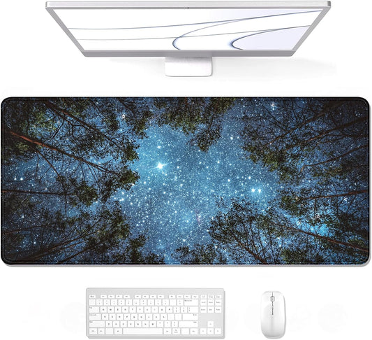 Auhoahsil Large Mouse Pad, XXL Gaming Mousepad, Desk Mat for Desktop, Thick Rubber, Big & Long Size, Stitched Edges, Full Desk Pad for Laptop & Computer, Extended 31.5 x 11.8 in, Silent Night Sky
