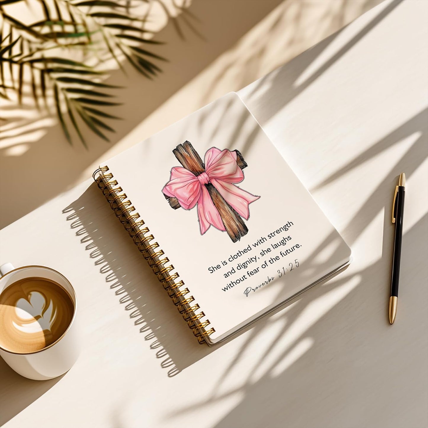 YOU FOUND ME Bohemian A5 Spiral Notebook with Rainbow Notebook- this is Our Happy Place, Inspirational Notebooks for Women, Bible Study, Gift for Birthday Christmas, Office Supplies (PINK BOW)