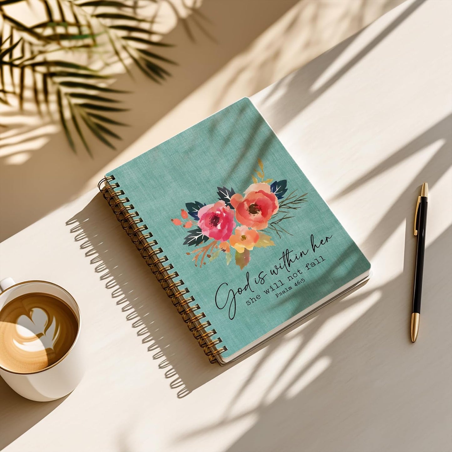 YOU FOUND ME Bible Notebook, A5 Spiral Christian Journal, Bible Verse-God is Within Her She Will Not Fall, Inspirational Notebooks for Women, Bible Study, Gift for Birthday Christmas, Office Supplies