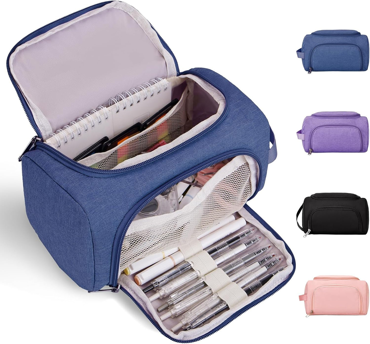 Large Pencil Pouch,Pencil Case Aesthetic,Zipper Pencil Box For Girls Back To School Supplies Emergency Bag Makeup Bag (DeepBlue)