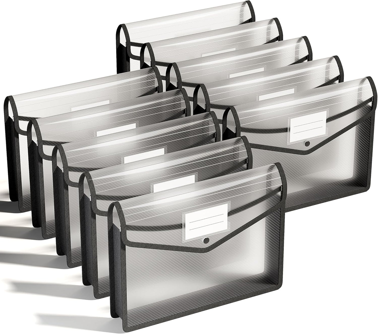 ThinkTex Plastic Expanding File Folder, Transparent envelopes with Snap Closure, Home &Office&School & Hospital No Dividers, Large Capacity, Clean envelopes, Fit Letter/A4 Size - 10 Pcs