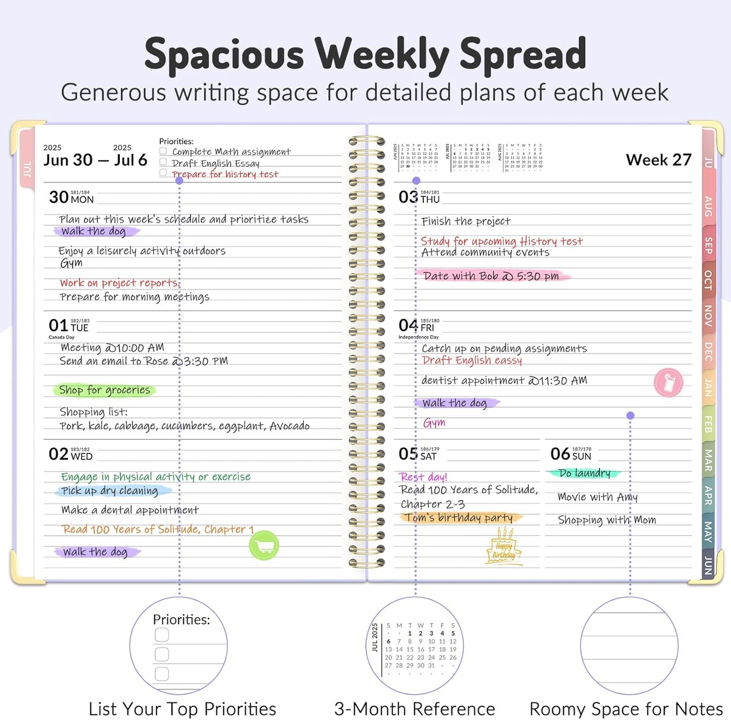 Jul 2025 - Dec 2026 Planner, Forvencer Academic Planner 2025-2026, 18 Month Daily Planner, 6" x 8", Weekly & Monthly Agenda Book, Hardcover Calendar Book, School Supplies for Student Teacher, Black