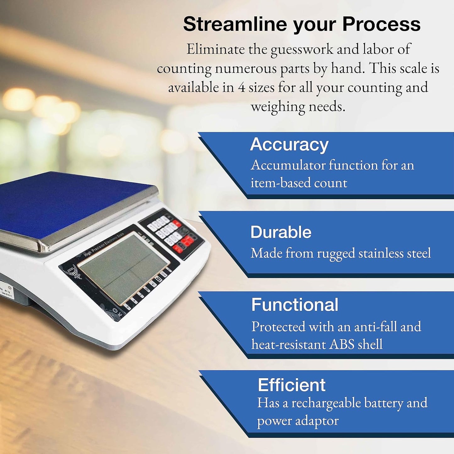 PEC Digital Counting Scale - Digital Inventory for Packages, Coins and Small Parts - 33lbs Capacity