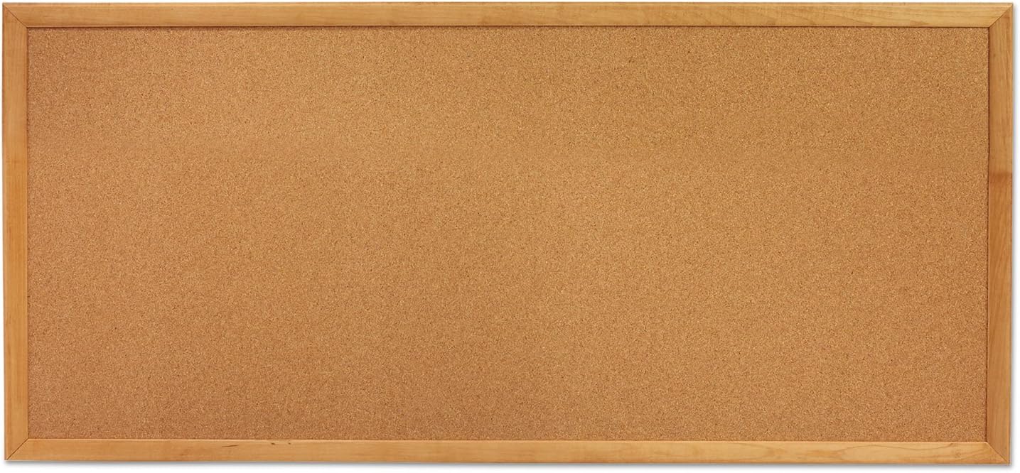 Quartet Cork Board, Bulletin Board, 3' x 1' Corkboard, Oak Finish Frame (300)