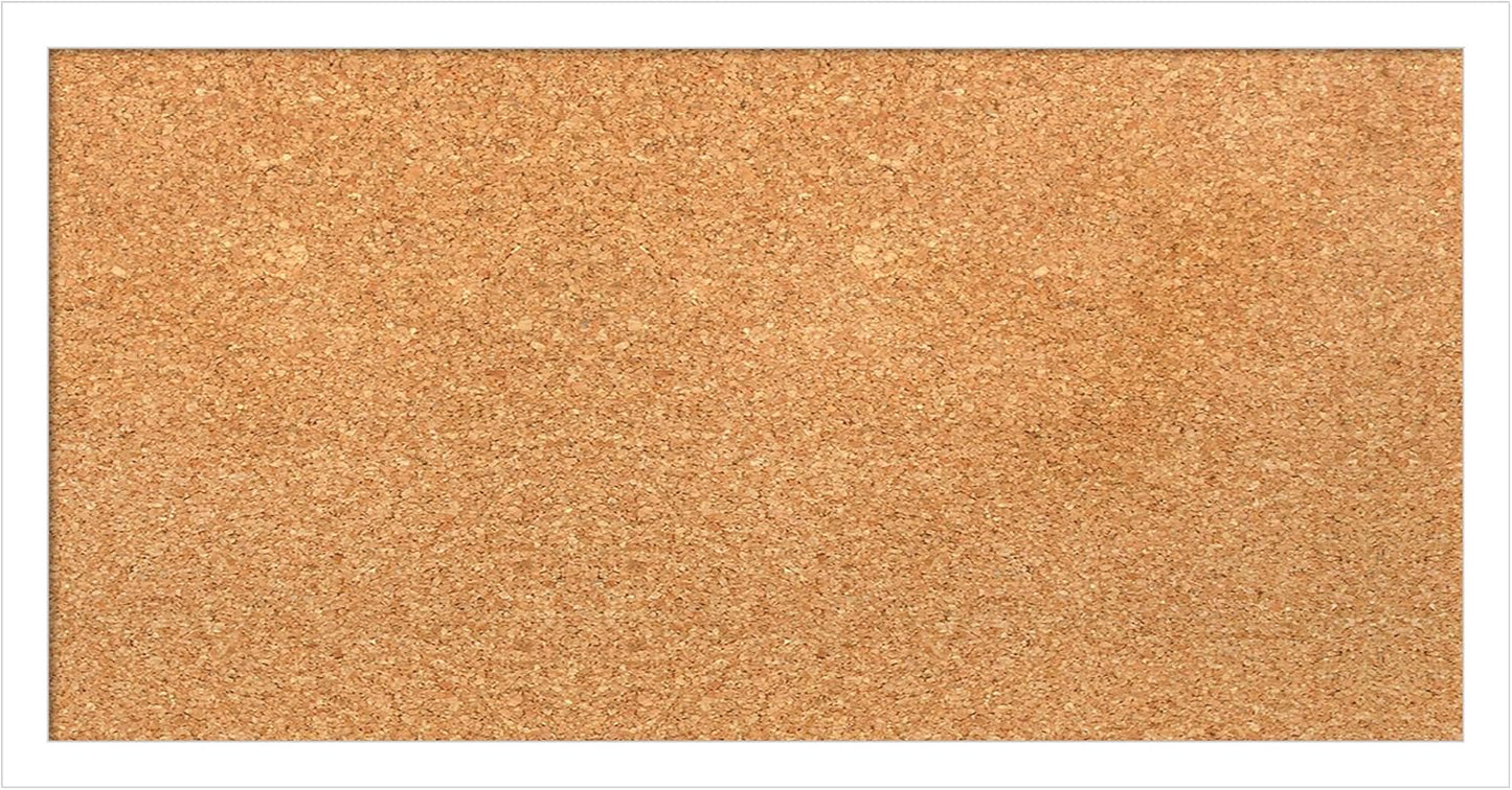 Amanti Art Natural Cork Board for Wall, 13x25 Vision Board with White Frame, Small Corkboard Office Decor for Home Organization, Modern Corkboard Pinboard to Display Items for Home Organization in