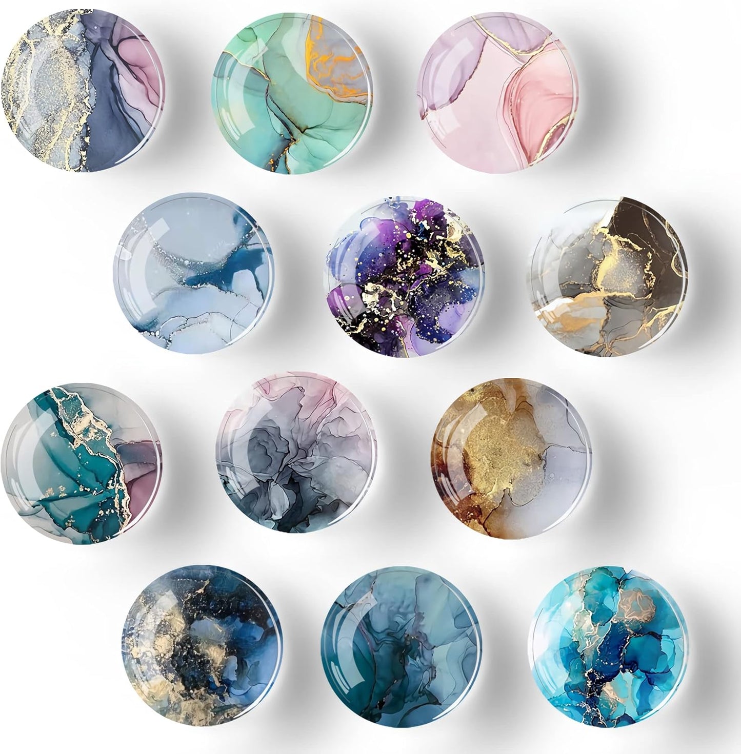 12Pcs Glass Strong Magnetic Refrigerator Magnet Fridge Sticker,Marble Crystal Fridge Magnets Decoration for Crafts,Fridge Magnets for Kitchen, Office Whiteboard, Cabinet and Dishwasher