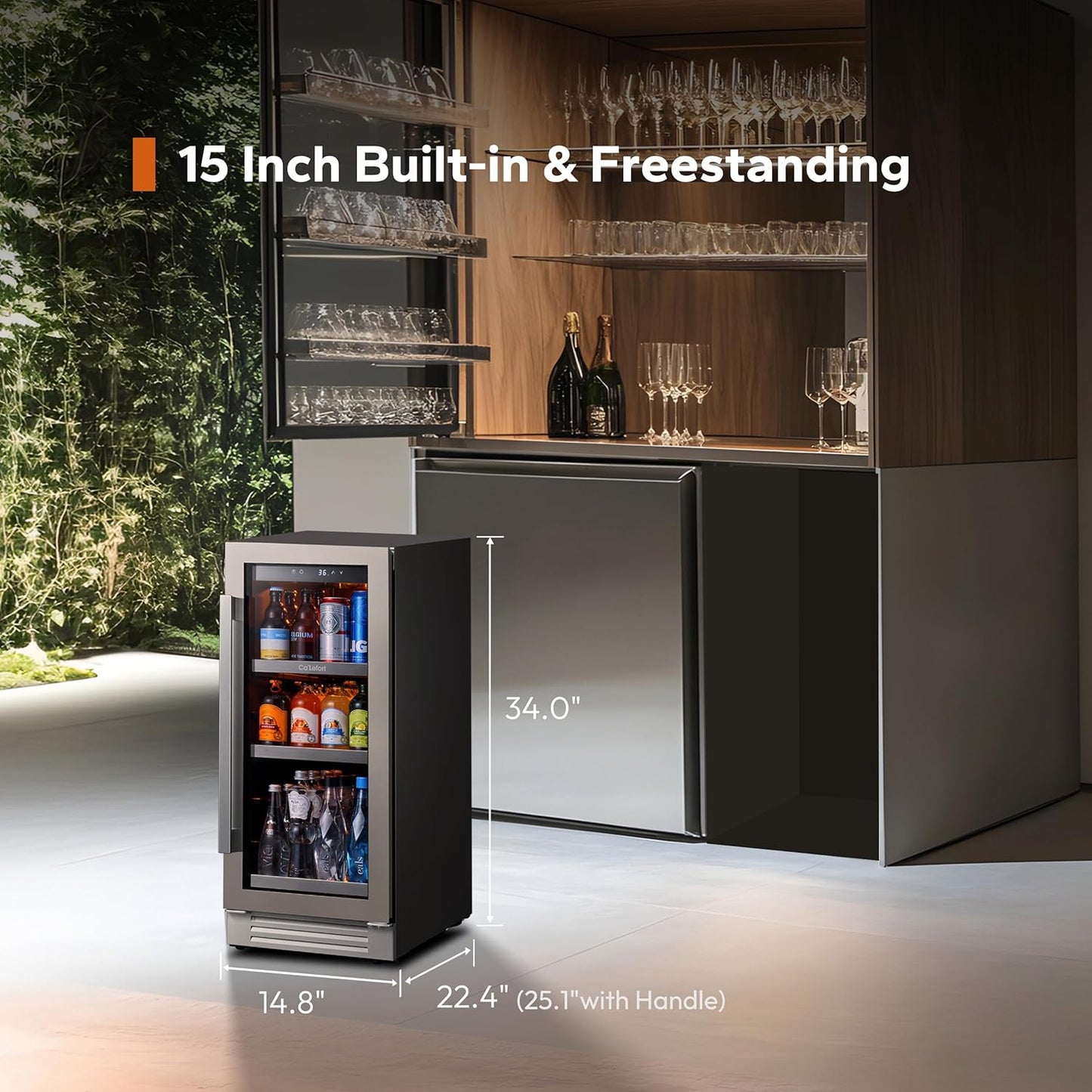 Ca'Lefort Beverage Refrigerator Cooler - 30 Inch 34-54°F Beverage Fridge Glass Door, Drink Fridge Glass Door 3 LED Beverage Cooler Built-in or Freestanding, Perfect for Home/Kitchen(6.0 Cu.ft)