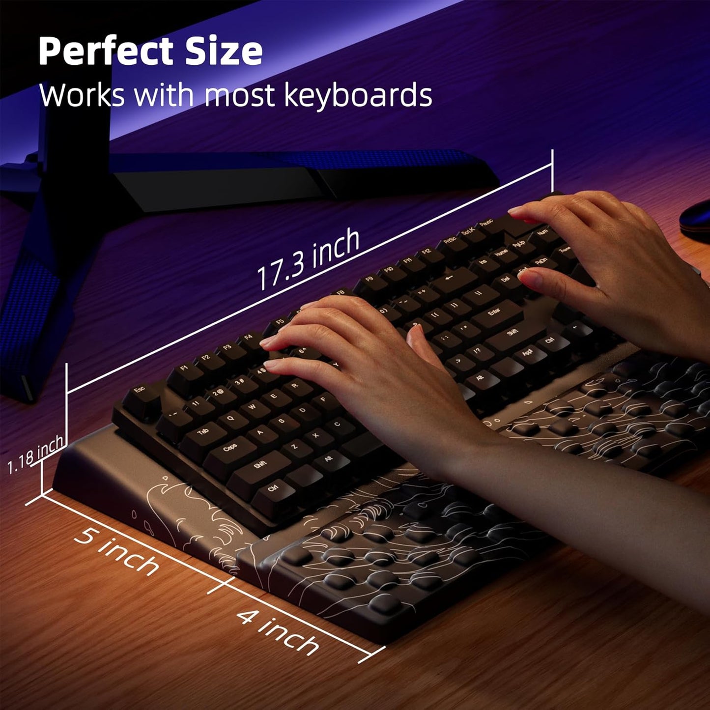 Ospelelf Wrist Support With Keyboard Stand, Comfy Ergonomic Riser Holder for Office Home