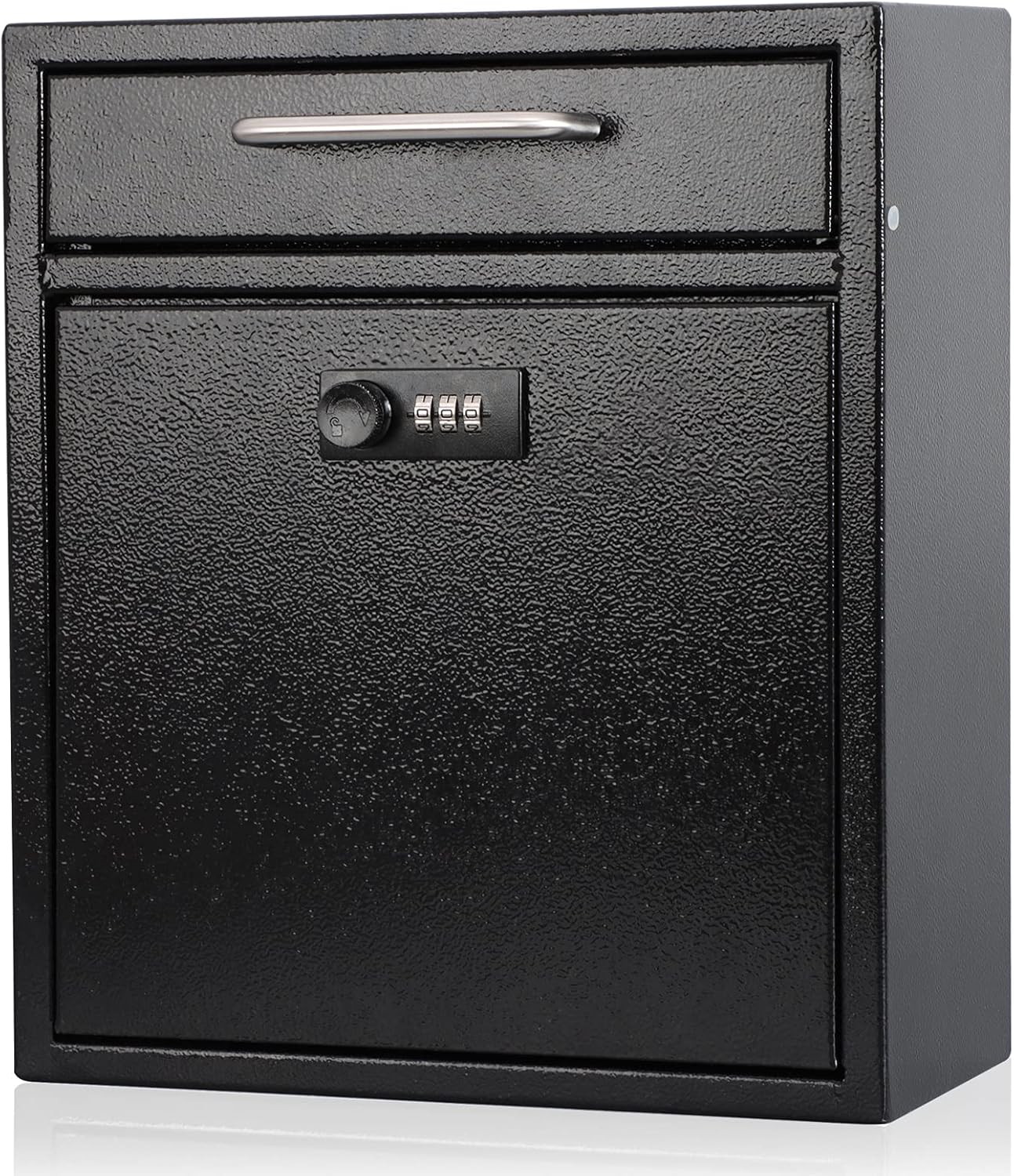 KYODOLED Steel Combination Lock Mail Boxes Outdoor,Locking Wall Mount Mailbox,Security Key Drop Box,12H x 10.51L x 4.68W Inches,Black Large