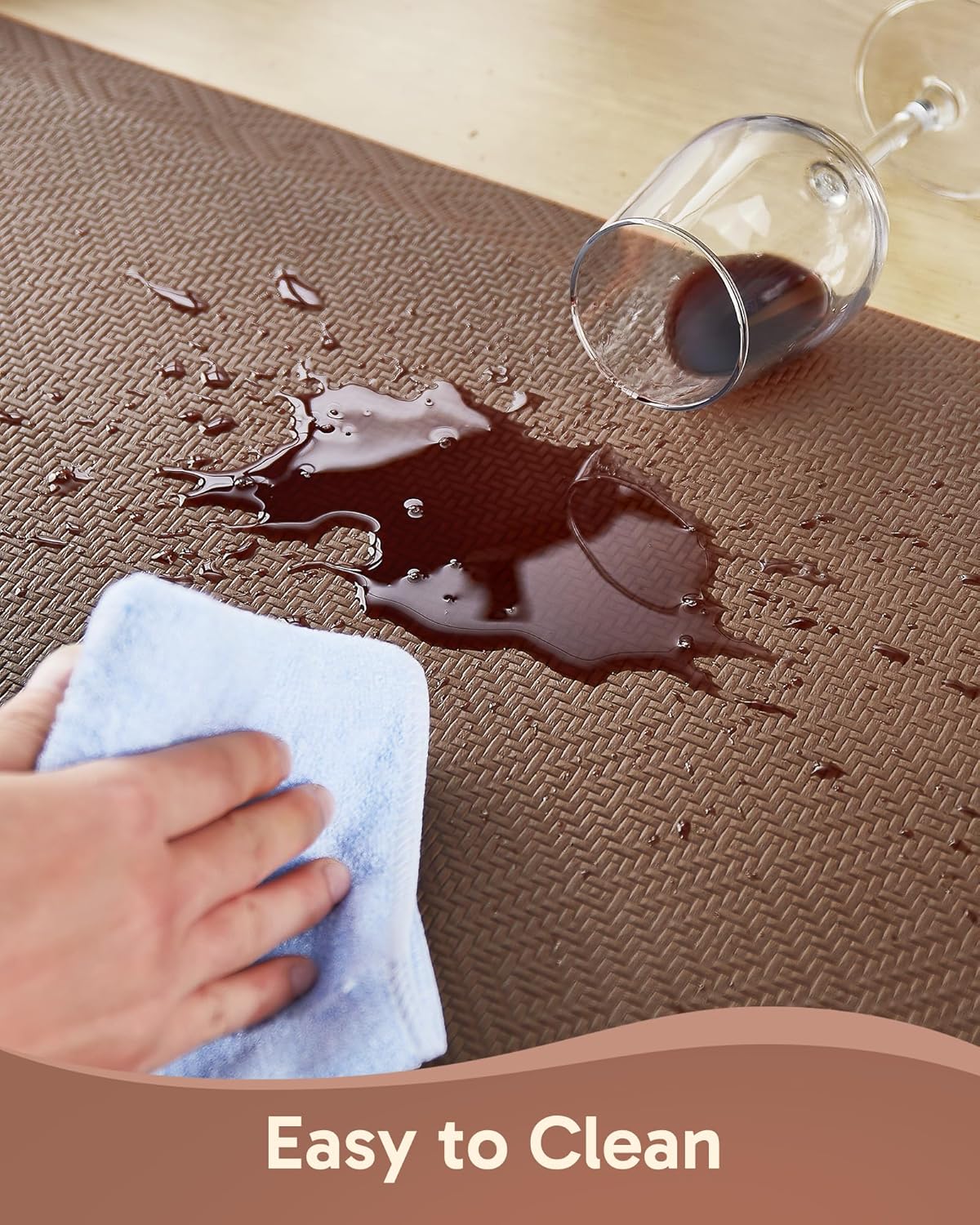 Ophanie Kitchen Mats for Floor, 9/10 Inch Thick Kitchen Rugs, Anti Fatigue Standing Cushioned Mat, Waterproof,Comfort Ergonomic Mat for Office, Home, Sink, 20''x32'' Brown Non-Slip Bottom