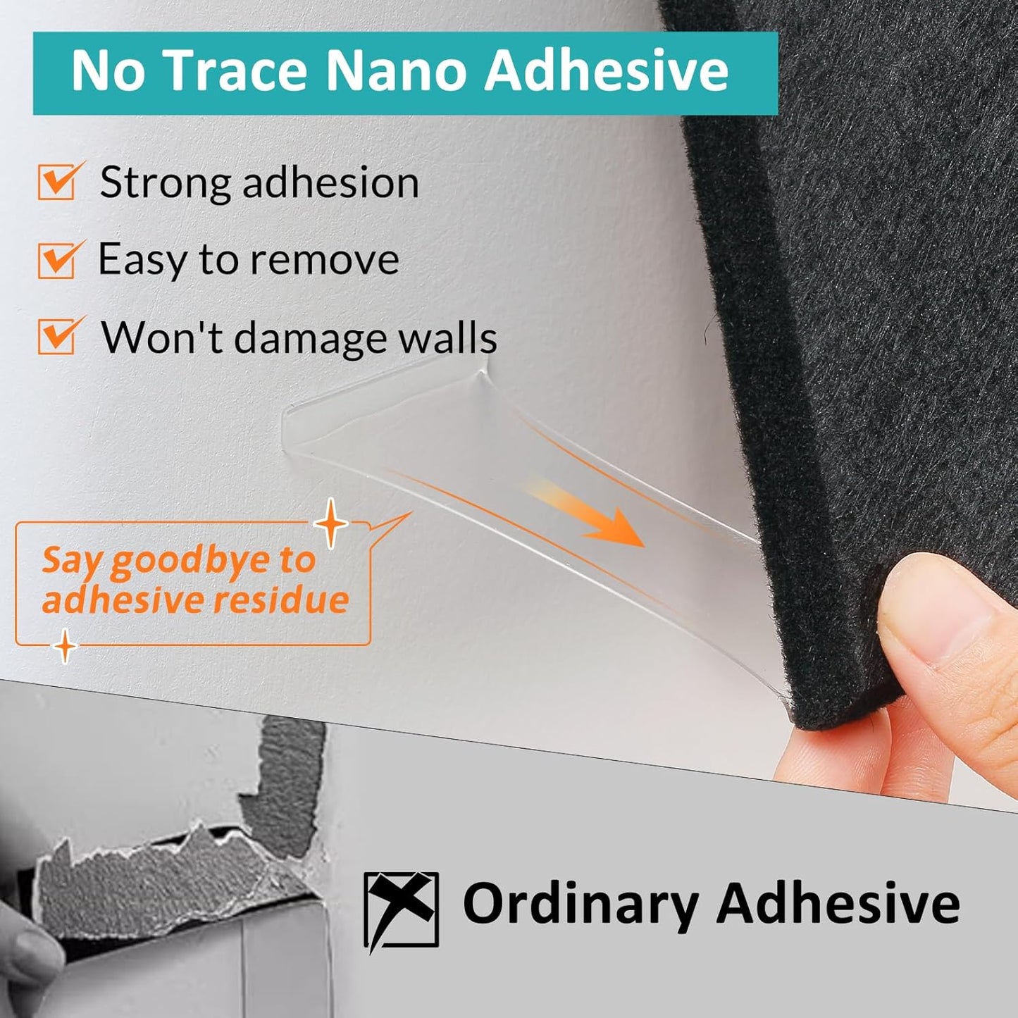 Black Cork Board 48" x 36" - 12 Pack Felt Wall Tiles with Safe Removable Adhesive Tabs - Large Cork Board for Office Classroom Home Walls Decor - Black