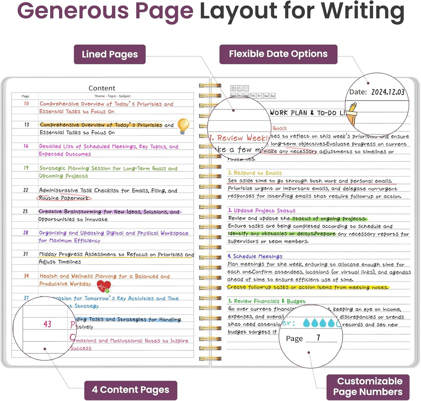 Taja Spiral Lined Notebook, 8.5"x11" Notebooks for Work, Large A4 Journal for Women & Men, College Ruled Journaling Notebook for Writing, Plastic Cover Spiral Journal, Jungle