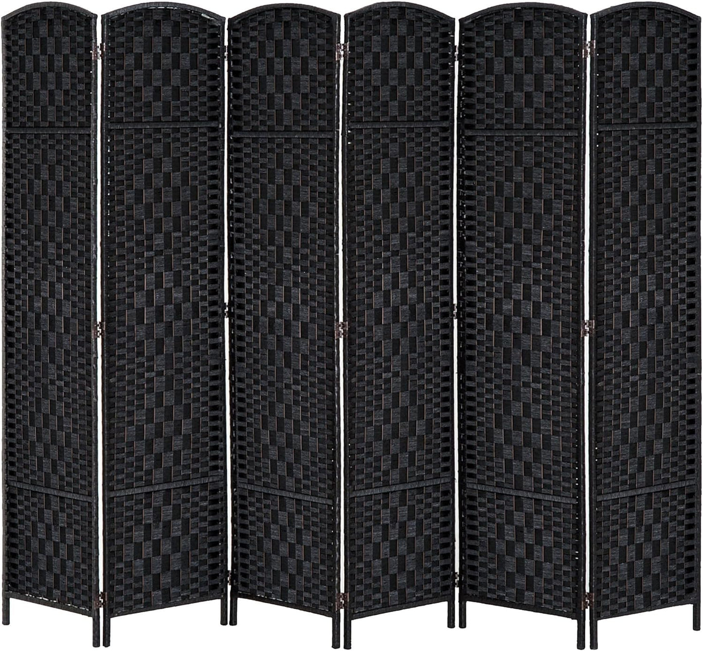 NicBex Room Divider 6 Panel Room Dividers with Wicker Weave Design Partition Room Dividers and Folding Privacy Screens 6 FT Wall Divider for Office, Room Separation,106.25"W x 0.75"D x 70.75"H, Black