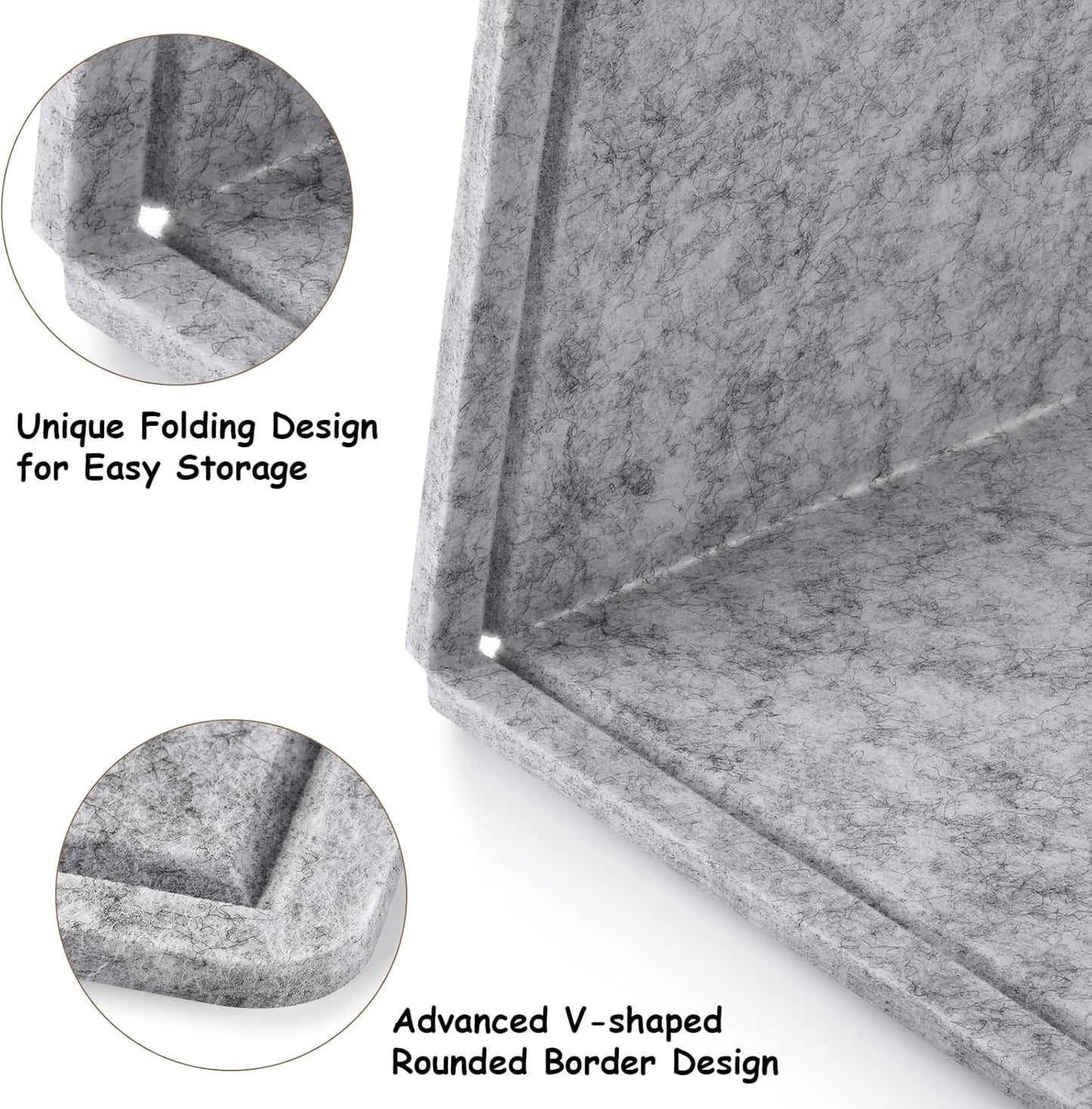 Large Bulletin Board, Foldable 60x36 Inches Cork Board Alternative, Large Felt Board Decorative Pin Board for Wall, Foldable Photo Board Self-Adhesive Vision Board with 36 Pushpins Light Gray