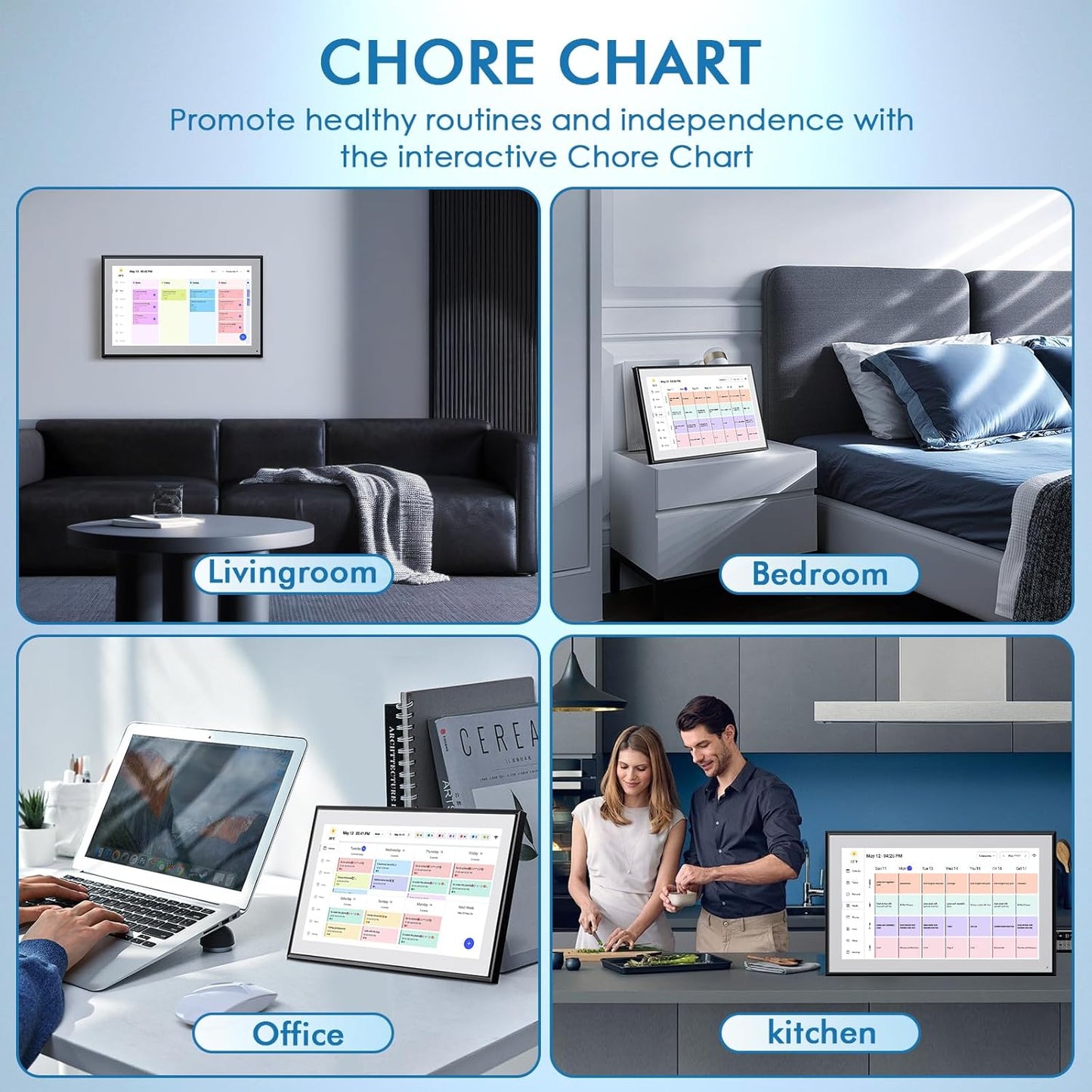 Calendar Digital 15.6 Inch Electronic Calendar&Chore Chart, 1920 * 1080P IPS Touchscreen Wall Smart Weekly and Monthly Planner for Family Black Gift for Mother mom Women